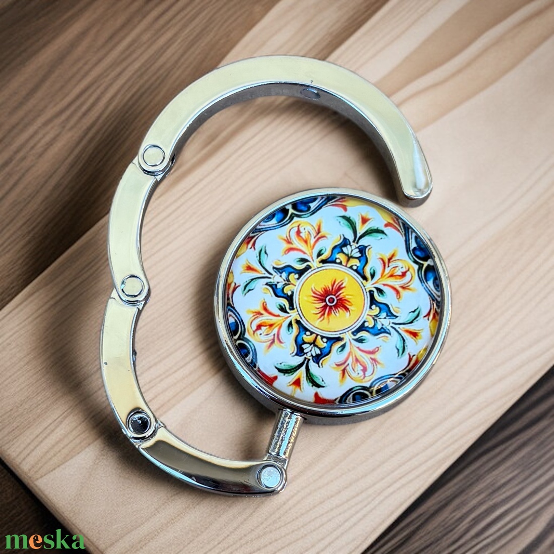 Virág mintázatú Üveglencsés Táska Akasztó Táskaakasztó 5666371 - táska & tok - kulcstartó & táskadísz - táskaakasztó - Meska.hu