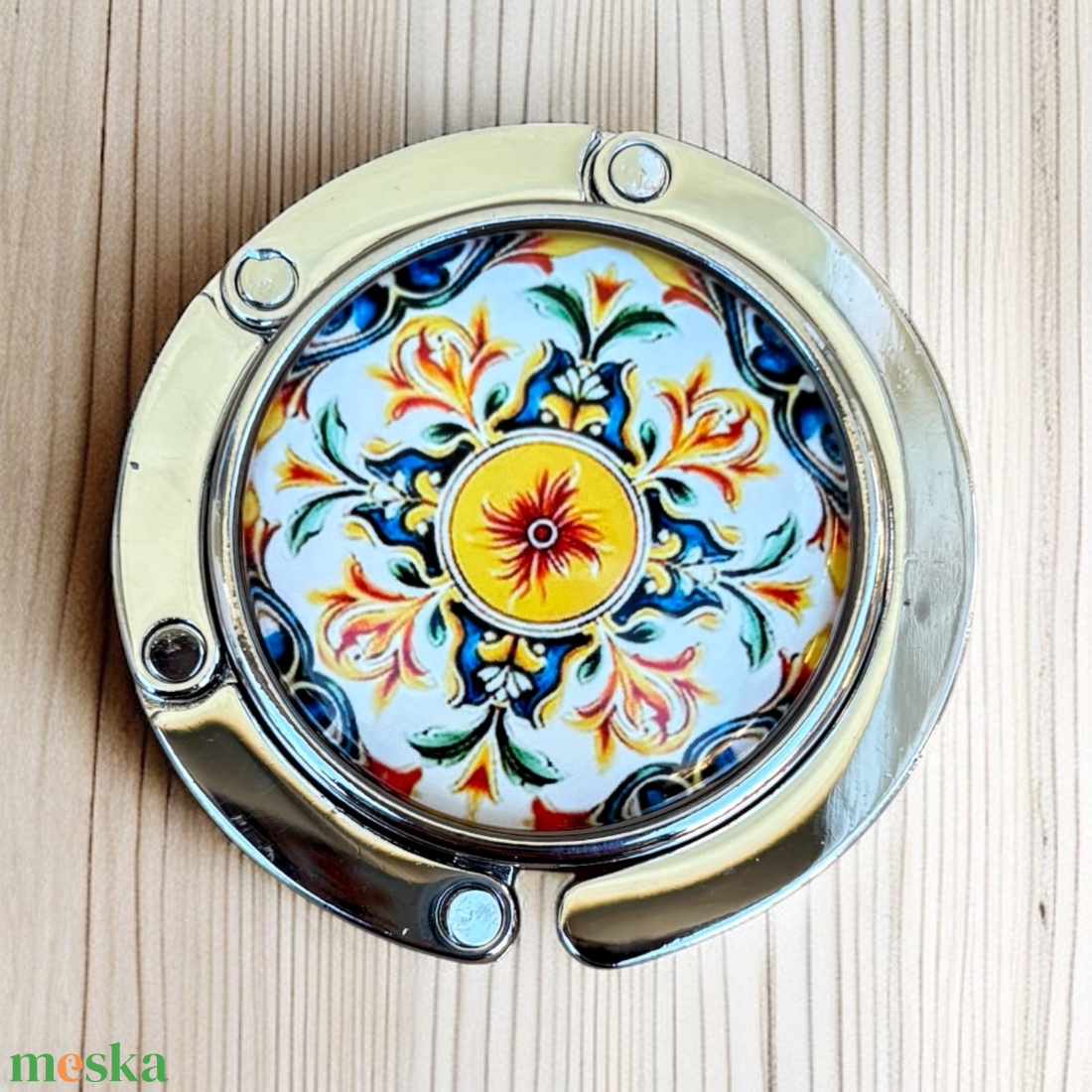 Virág mintázatú Üveglencsés Táska Akasztó Táskaakasztó 5666371 - táska & tok - kulcstartó & táskadísz - táskaakasztó - Meska.hu