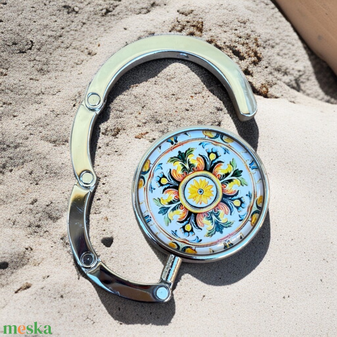 Virág mintázatú Üveglencsés Táska Akasztó Táskaakasztó 5666378 - táska & tok - kulcstartó & táskadísz - táskaakasztó - Meska.hu