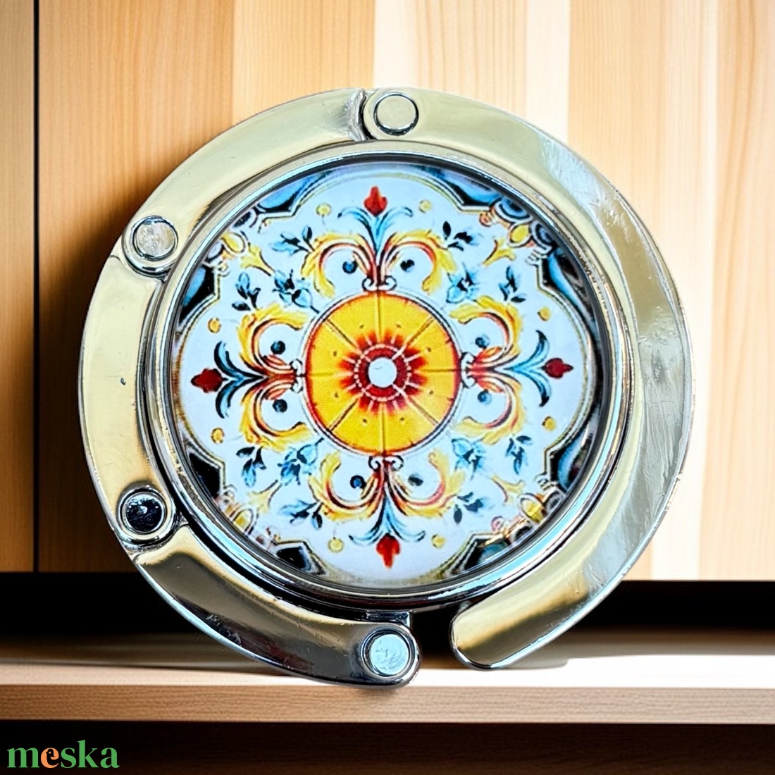 Virág mintázatú Üveglencsés Táska Akasztó Táskaakasztó 5666388 - táska & tok - kulcstartó & táskadísz - táskaakasztó - Meska.hu