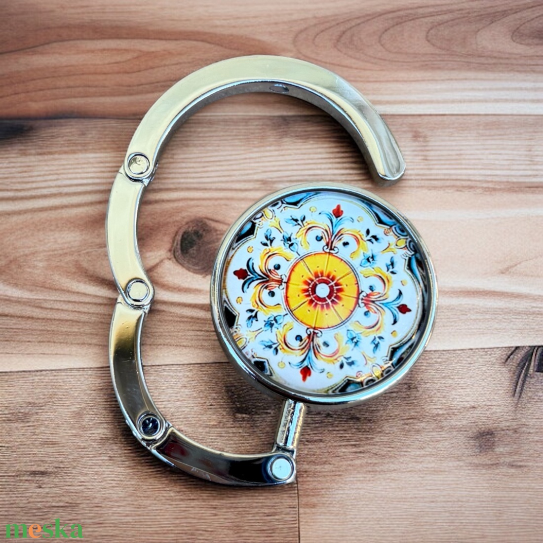 Virág mintázatú Üveglencsés Táska Akasztó Táskaakasztó 5666388 - táska & tok - kulcstartó & táskadísz - táskaakasztó - Meska.hu