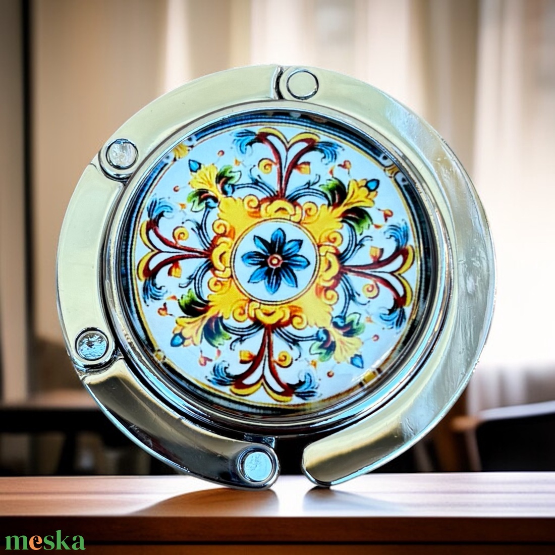 Virág mintázatú Üveglencsés Táska Akasztó Táskaakasztó 5666396 - táska & tok - kulcstartó & táskadísz - táskaakasztó - Meska.hu