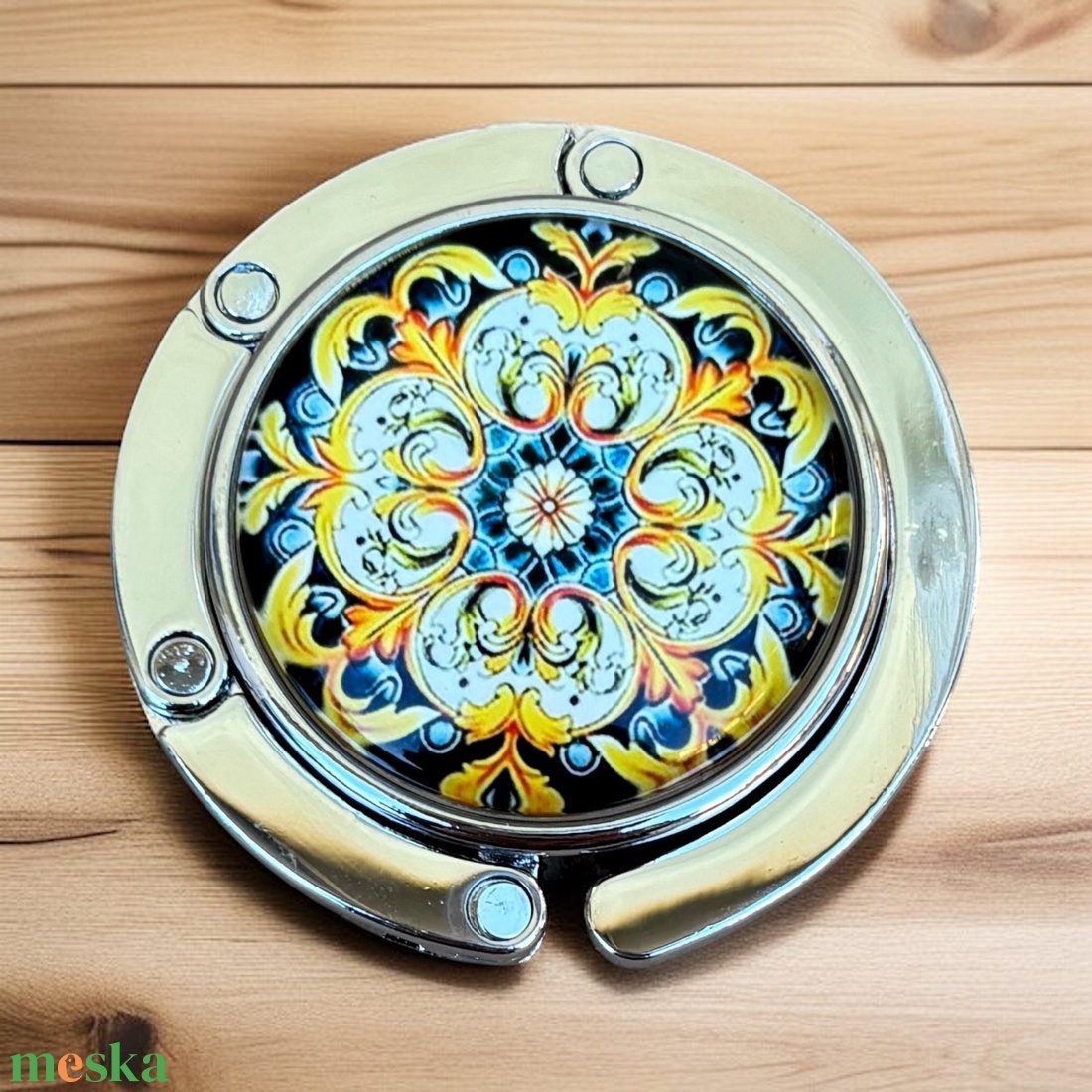 Virág mintázatú Üveglencsés Táska Akasztó Táskaakasztó 5666404 - táska & tok - kulcstartó & táskadísz - táskaakasztó - Meska.hu