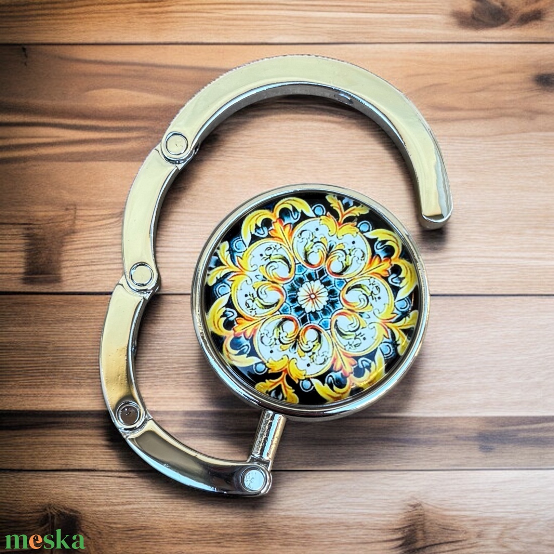 Virág mintázatú Üveglencsés Táska Akasztó Táskaakasztó 5666404 - táska & tok - kulcstartó & táskadísz - táskaakasztó - Meska.hu