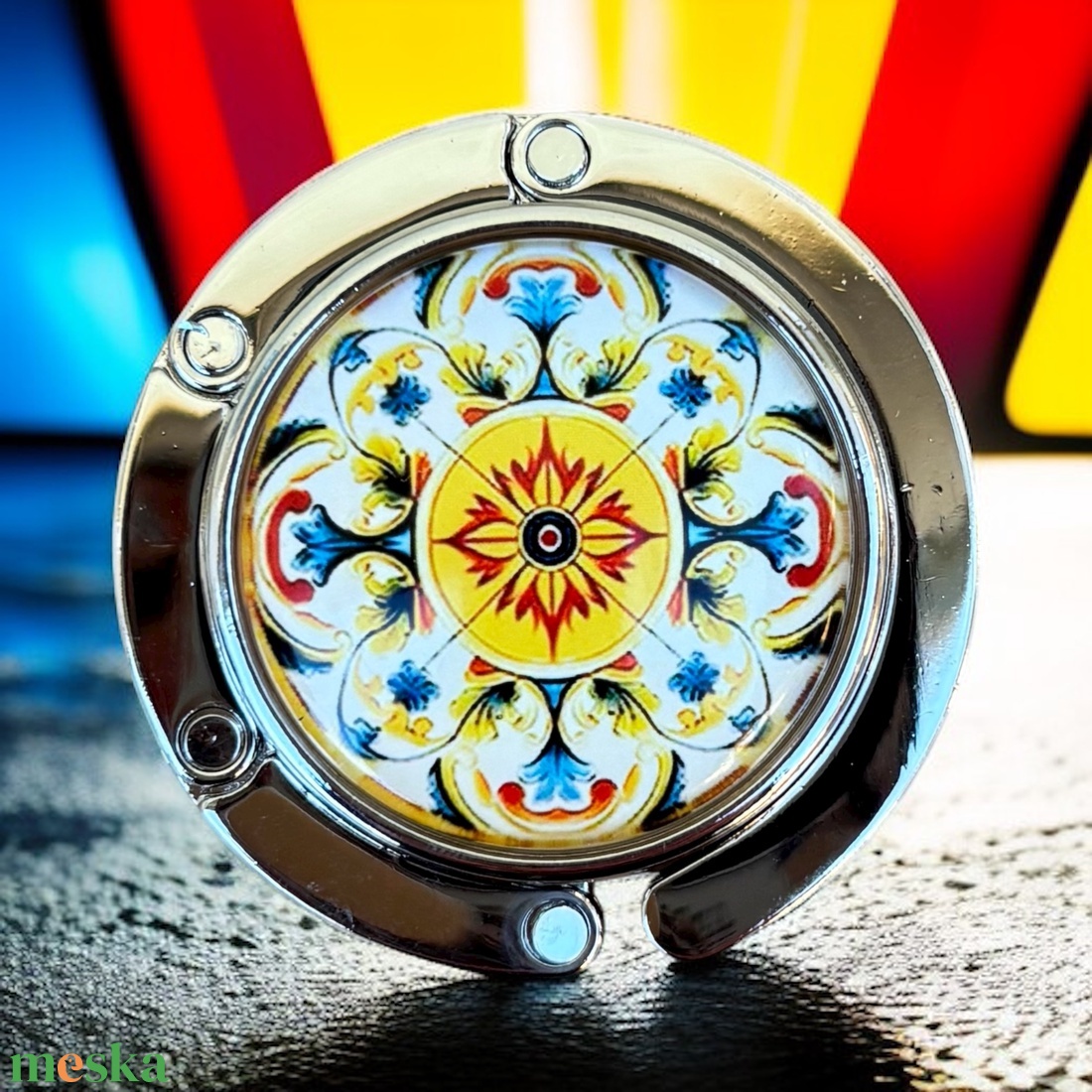 Virág mintázatú Üveglencsés Táska Akasztó Táskaakasztó 5666415 - táska & tok - kulcstartó & táskadísz - táskaakasztó - Meska.hu