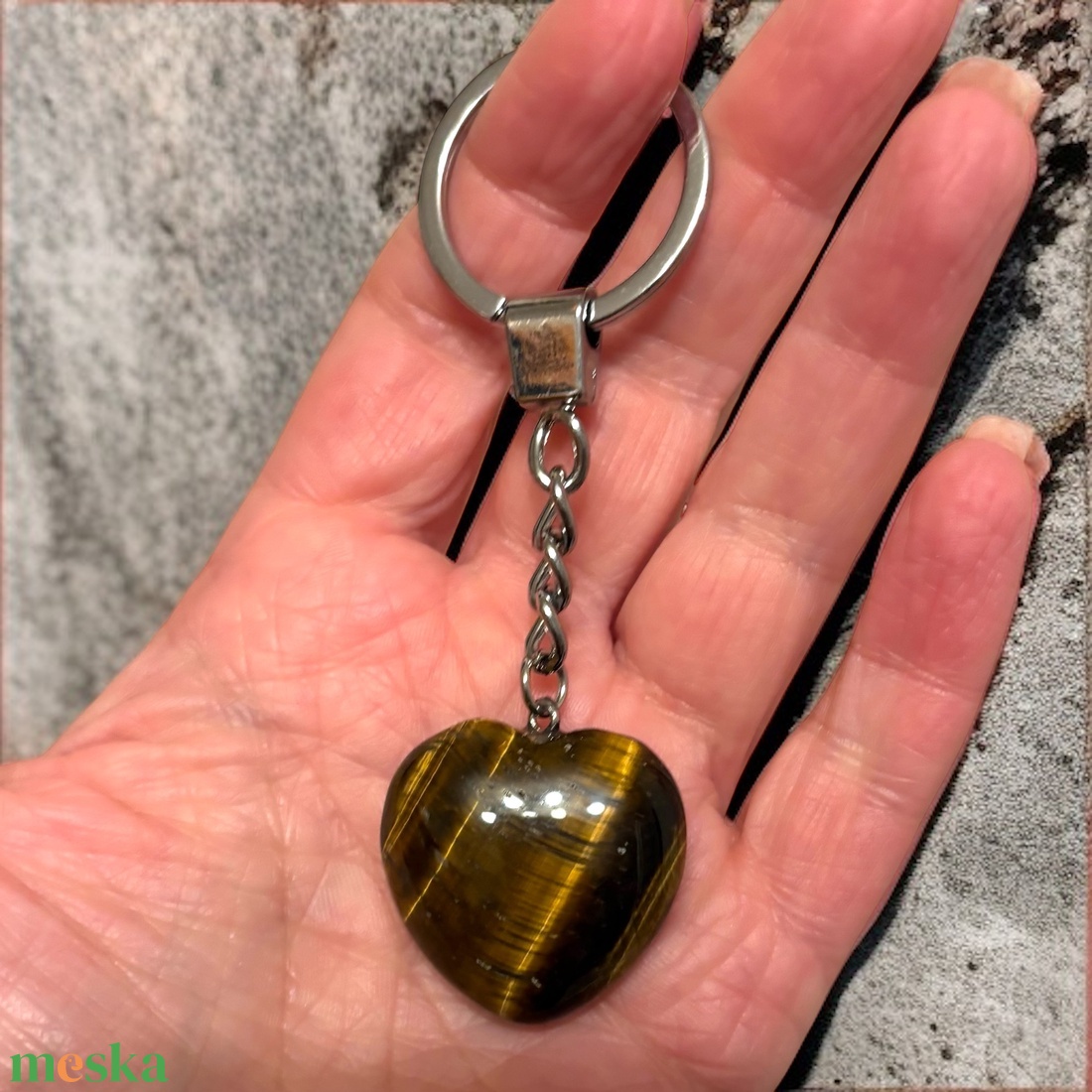 Védelem, bátorság, önbizalom Tigrisszem ásvány szív kulcstartó 5667601 - táska & tok - kulcstartó & táskadísz - kulcstartó - Meska.hu