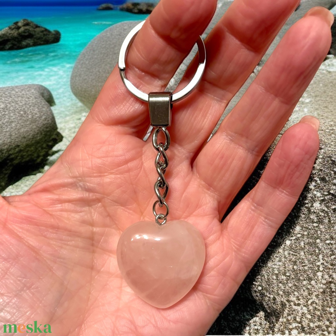 Szeretet, gyengédség, harmónia, önbizalom rózsakvarc ásvány szív kulcstartó 5667780 - táska & tok - kulcstartó & táskadísz - kulcstartó - Meska.hu
