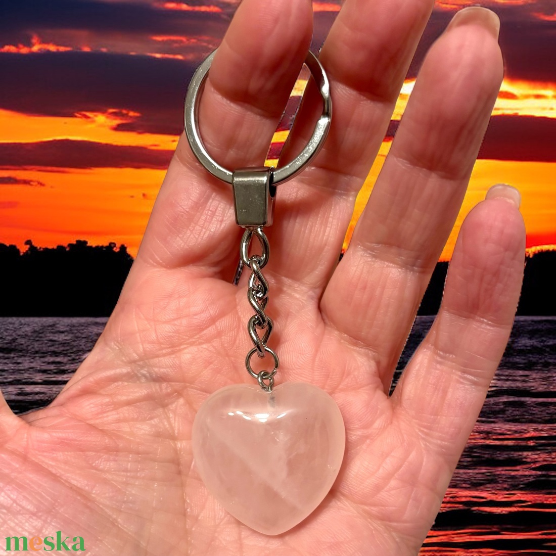 Szeretet, gyengédség, harmónia, önbizalom rózsakvarc ásvány szív kulcstartó 5667782 - táska & tok - kulcstartó & táskadísz - kulcstartó - Meska.hu