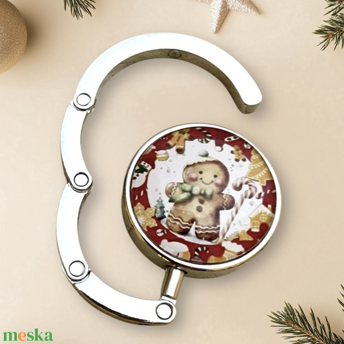 Karácsonyi Mézi mintás Táska Akasztó Táskaakasztó 5677865 - táska & tok - kulcstartó & táskadísz - táskaakasztó - Meska.hu