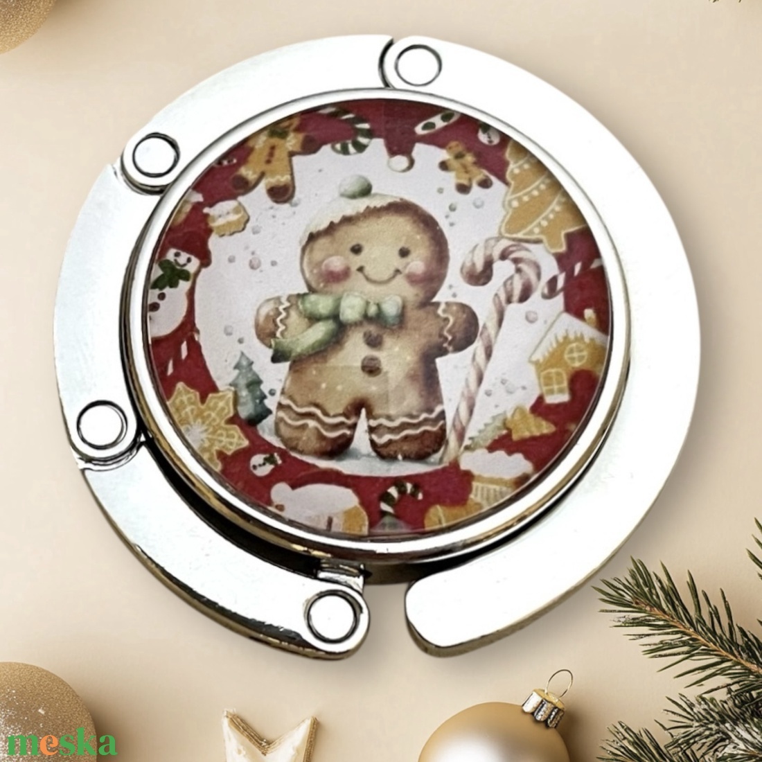 Karácsonyi Mézi mintás Táska Akasztó Táskaakasztó 5677865 - táska & tok - kulcstartó & táskadísz - táskaakasztó - Meska.hu