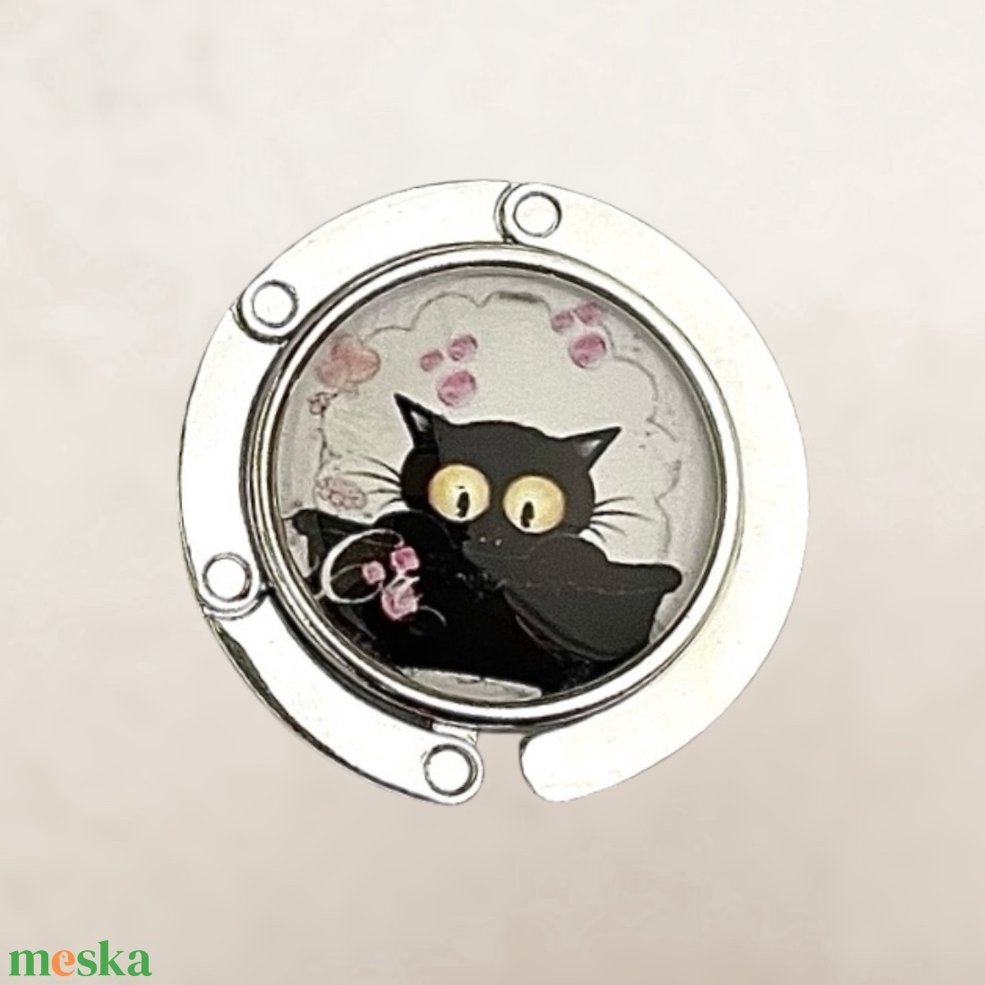 Cicás cica mintás Táska Akasztó Táskaakasztó 5676709 - táska & tok - kulcstartó & táskadísz - táskaakasztó - Meska.hu