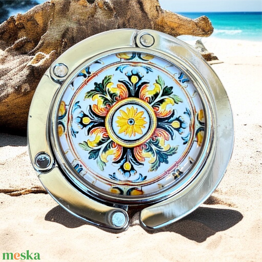 Virág mintázatú Üveglencsés Táska Akasztó Táskaakasztó 5676699 - táska & tok - kulcstartó & táskadísz - táskaakasztó - Meska.hu