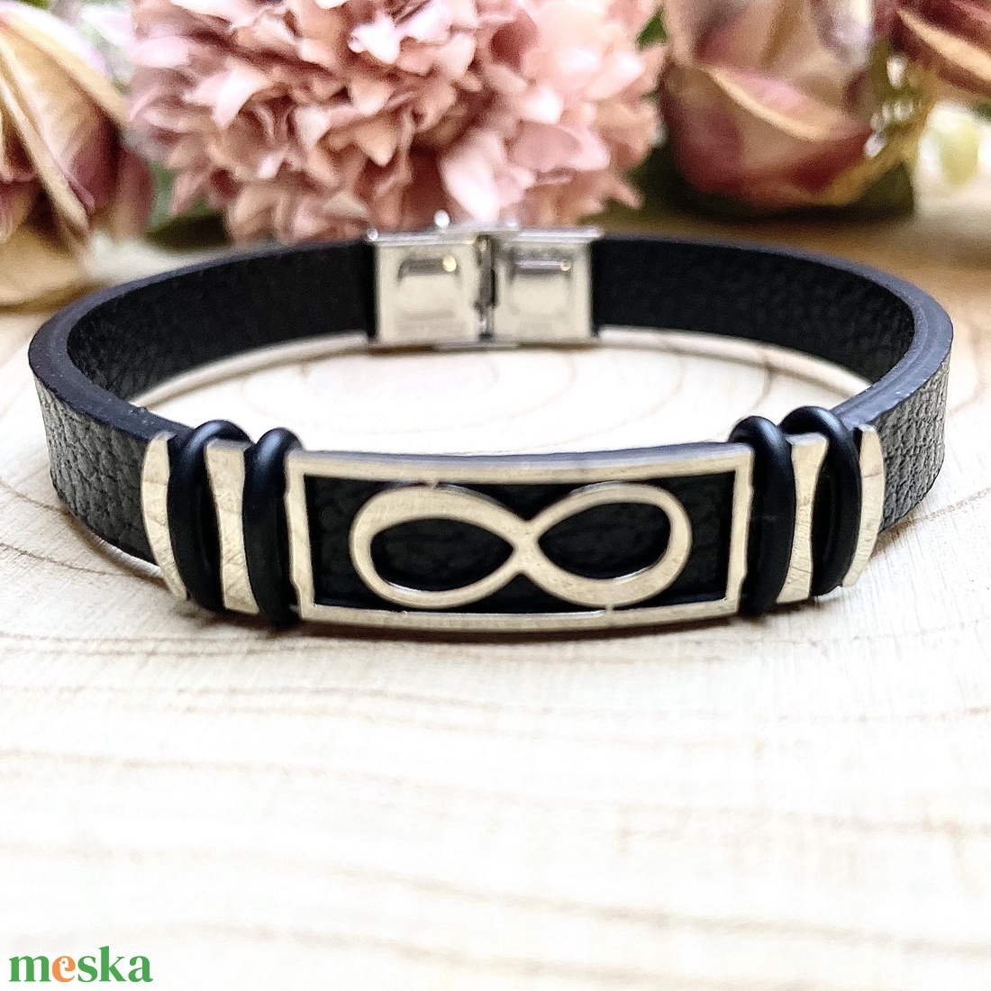 Nemesacél férfi karkötő végtelen jellel 5674001 - esküvő - ékszer - karkötő & csuklódísz - Meska.hu