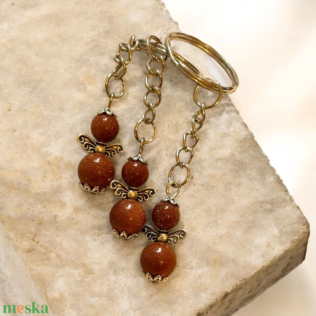 Goldfuss barna homokkő ásvány angyal kulcstartó 5704999 - táska & tok - kulcstartó & táskadísz - táskadísz - Meska.hu