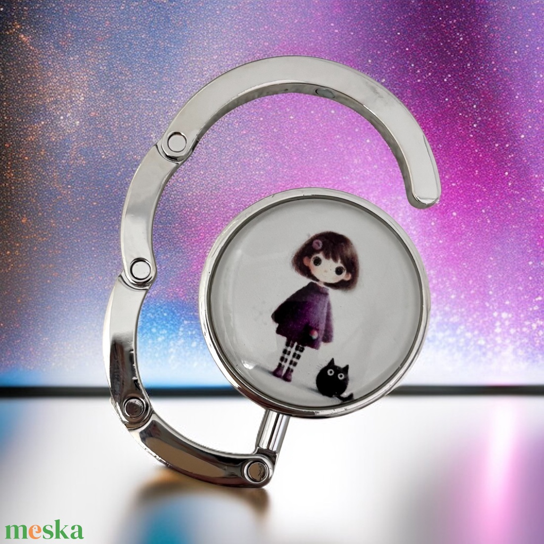 Kislányos cicás mintás Táska Akasztó Táskaakasztó táskatartó 5726799 - táska & tok - kulcstartó & táskadísz - táskaakasztó - Meska.hu