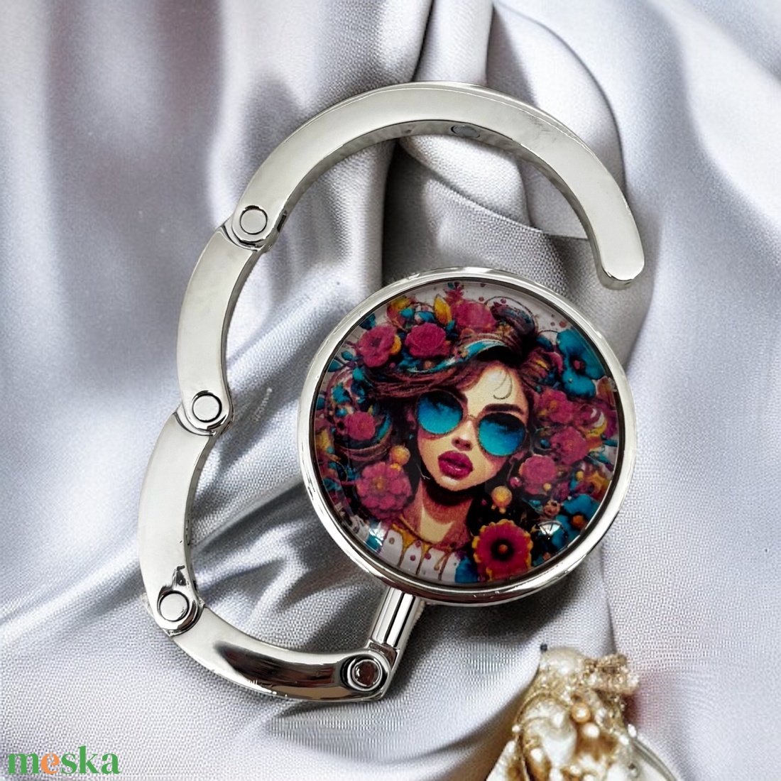 Trendi Csajos Virágos napszemüveges divatos Táska Akasztó Táskaakasztó táskatartó  - táska & tok - kulcstartó & táskadísz - táskaakasztó - Meska.hu