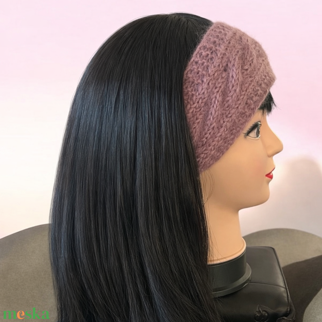 Kötött fejpánt mályva színű 5726849 - ruha & divat - sál, sapka, kendő - fejpánt - Meska.hu