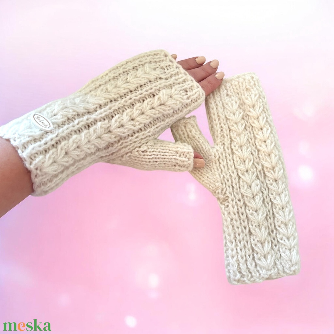 Női kötött kesztyű ujjvég nélküli 5726853 - ruha & divat - sál, sapka, kendő - kesztyű - Meska.hu