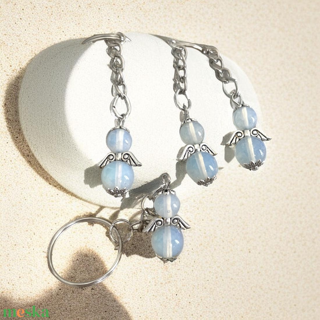 Ásvány angyal kulcstartó opalit ásványból - táska & tok - kulcstartó & táskadísz - kulcstartó - Meska.hu