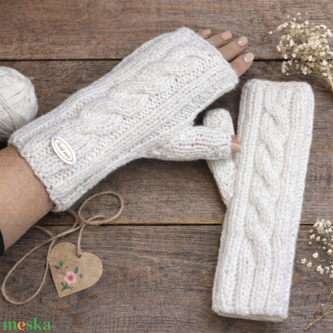 Női kötött kesztyű ujjvég nélküli 5716304 - ruha & divat - sál, sapka, kendő - kesztyű - Meska.hu