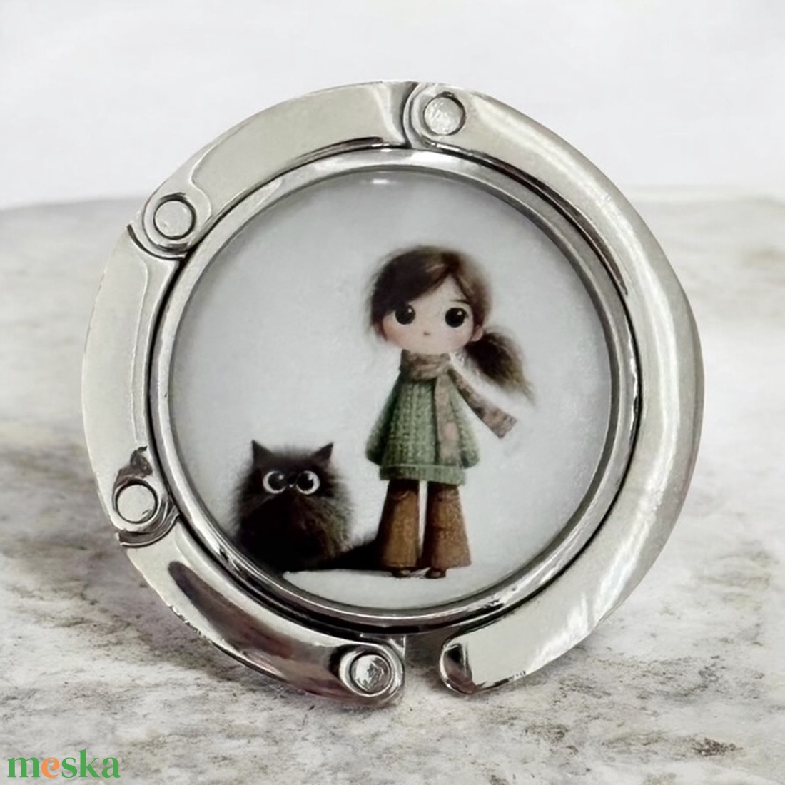 Kislányos cicás mintás Táska Akasztó Táskaakasztó táskatartó 1 db elérhető 5726732 - táska & tok - kulcstartó & táskadísz - táskaakasztó - Meska.hu