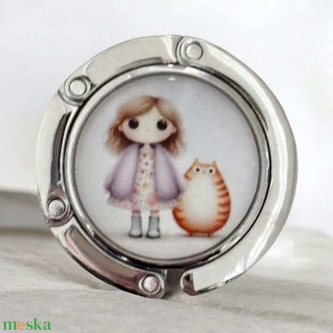 Kislányos cicás mintás Táska Akasztó Táskaakasztó táskatartó 1 db elérhető 5726738 - táska & tok - kulcstartó & táskadísz - táskaakasztó - Meska.hu