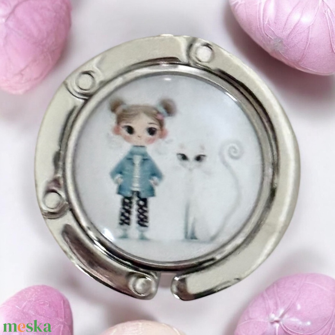 Kislányos cicás mintás Táska Akasztó Táskaakasztó táskatartó 1 db elérhető 5726747 - táska & tok - kulcstartó & táskadísz - táskaakasztó - Meska.hu