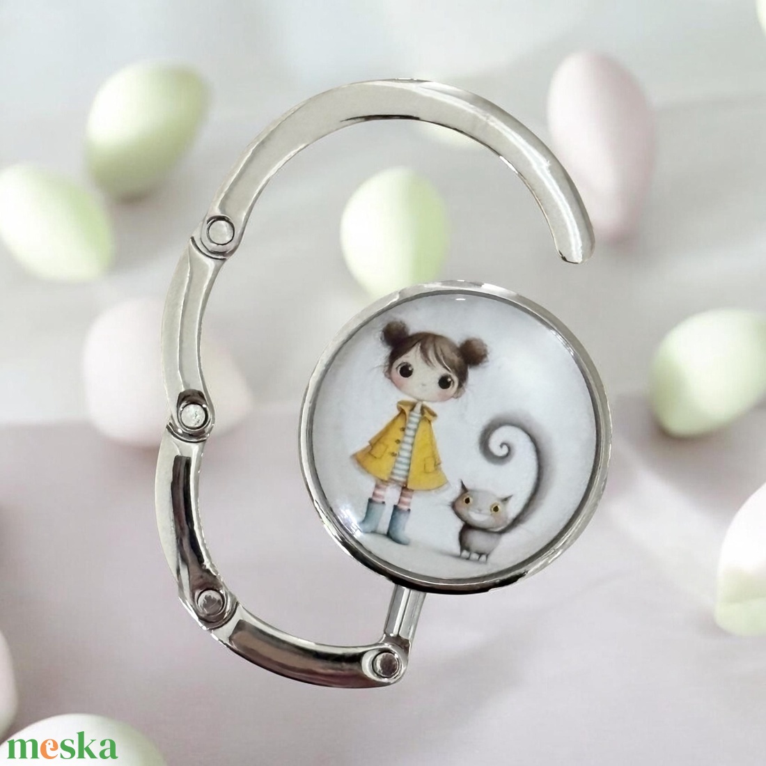 Kislányos cicás mintás Táska Akasztó Táskaakasztó táskatartó 1 db elérhető 5726749 - táska & tok - kulcstartó & táskadísz - táskaakasztó - Meska.hu