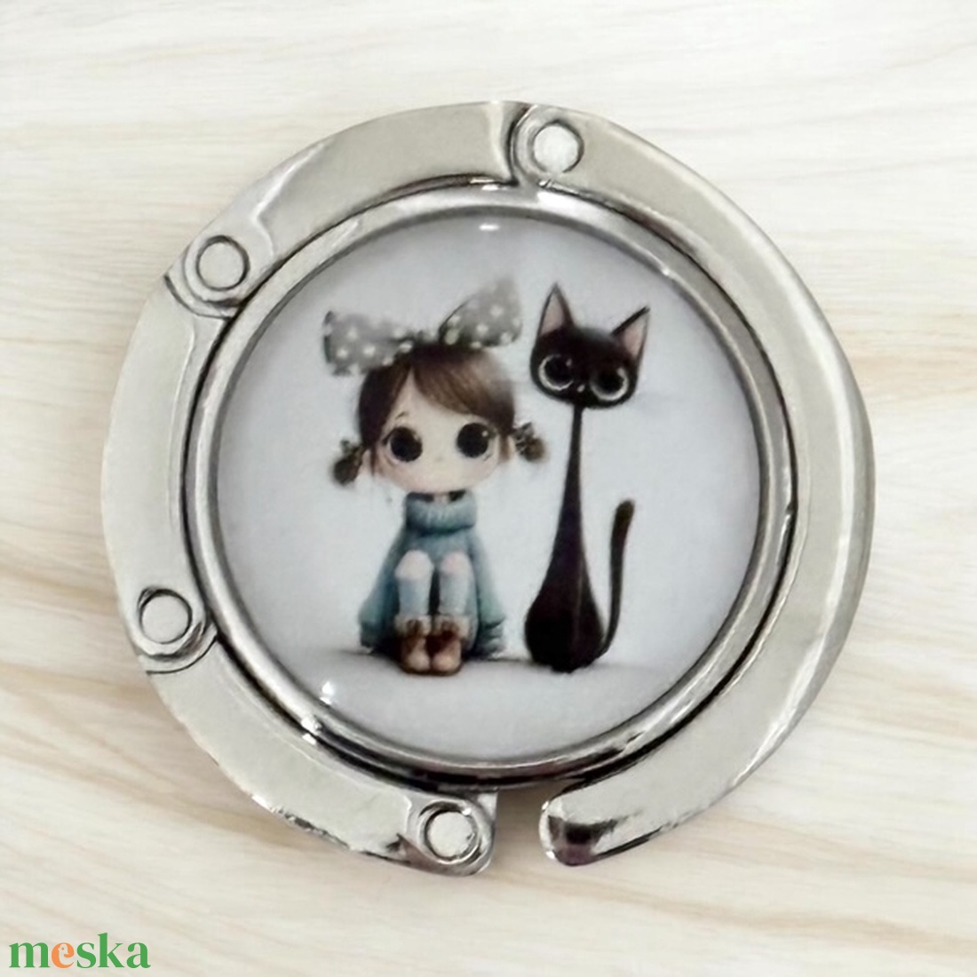 Kislányos cicás mintás Táska Akasztó Táskaakasztó táskatartó 1 db elérhető 5726754 - táska & tok - kulcstartó & táskadísz - táskaakasztó - Meska.hu