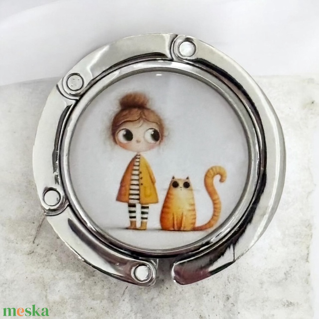 Kislányos cicás mintás Táska Akasztó Táskaakasztó táskatartó 1 db elérhető 5726756 - táska & tok - kulcstartó & táskadísz - táskaakasztó - Meska.hu