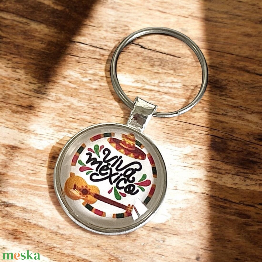 Üveglencsés fém kulcstartó - Mexikó 5727550 - táska & tok - kulcstartó & táskadísz - kulcstartó - Meska.hu