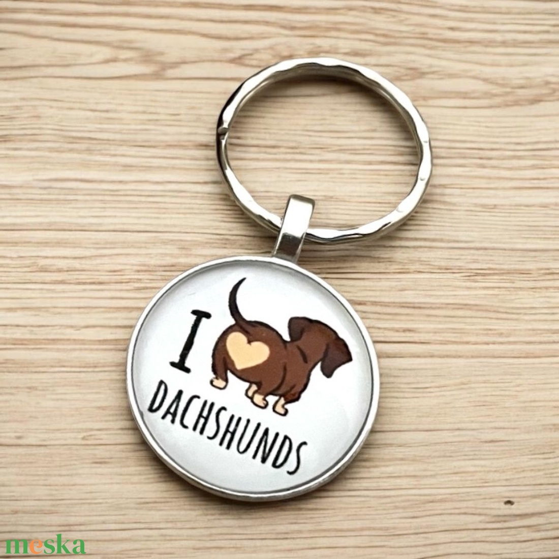 Üveglencsés fém kulcstartó - Tacskó  - táska & tok - kulcstartó & táskadísz - kulcstartó - Meska.hu