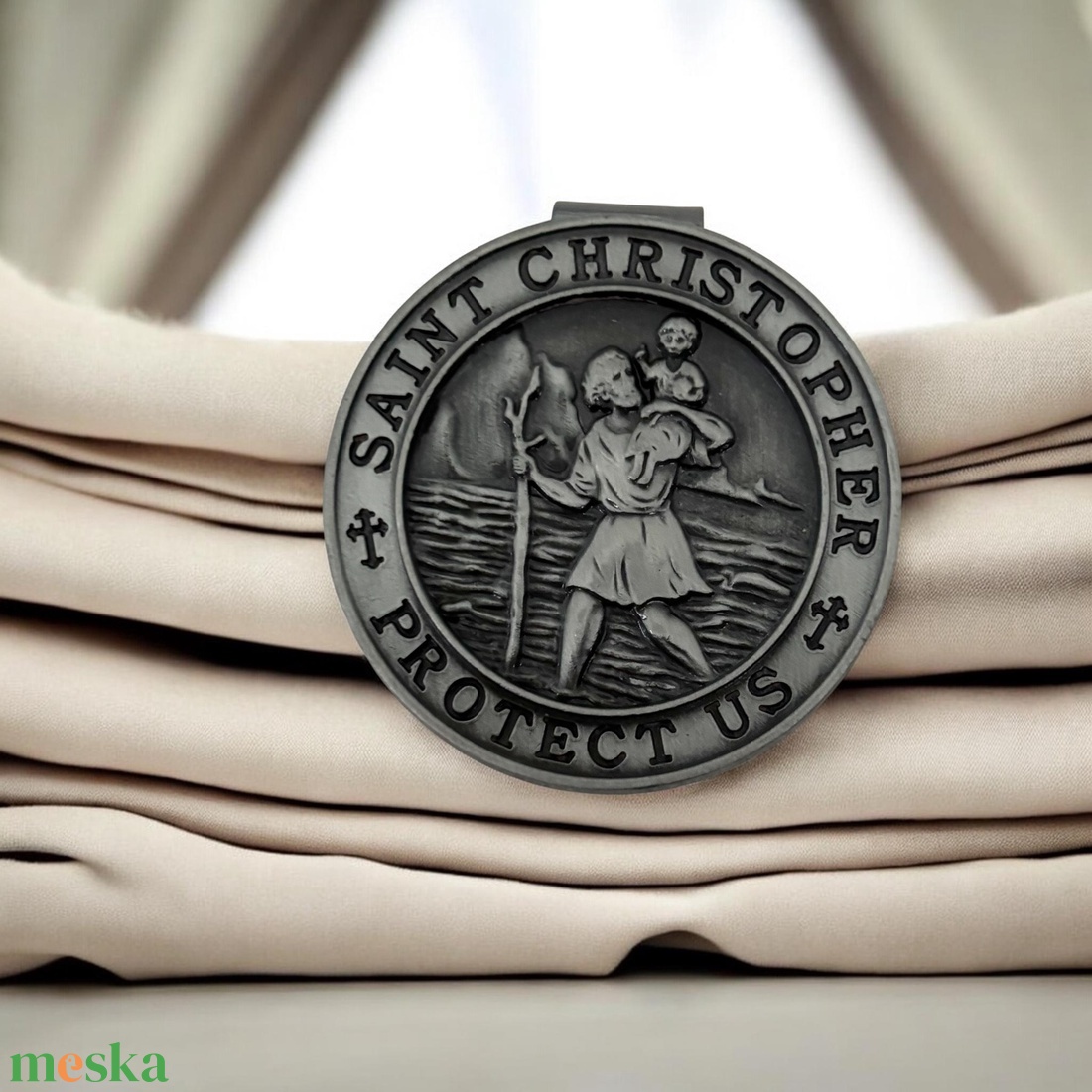 Szent Kristóf védelmező autós dísz napellenzőre 001 - otthon & életmód - autó - autós napellenző - Meska.hu