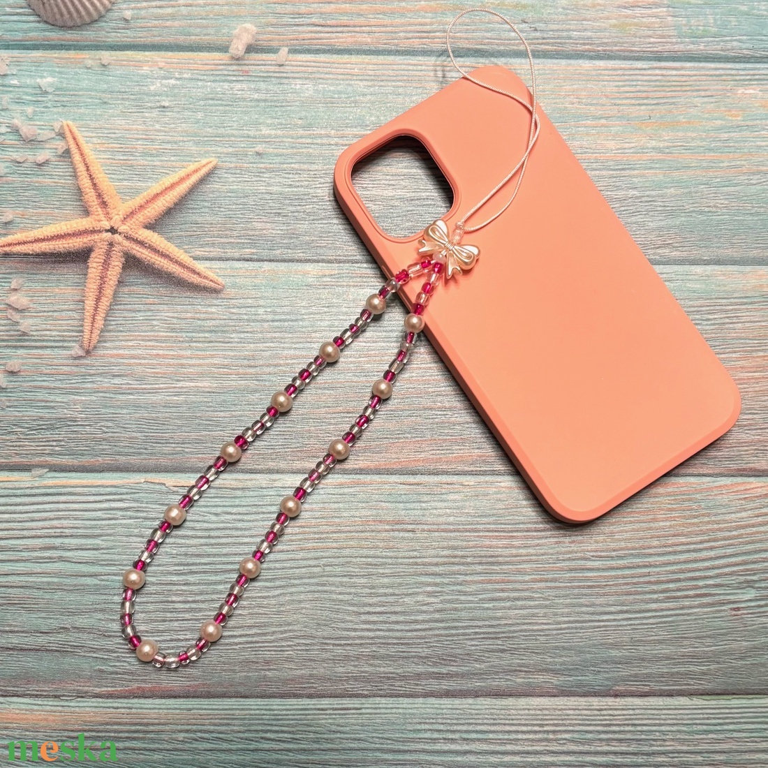 Mobiltelefon dísz mobil charm telefon telefondísz gyöngyökből masnis 02 - táska & tok - kulcstartó & táskadísz - táskadísz - Meska.hu