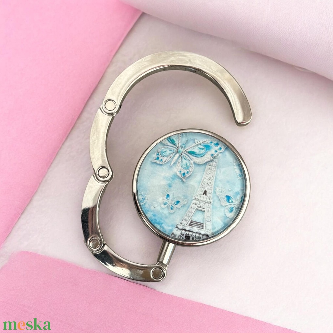 Pillangó Párizs Eiffel torony mintás Táska Akasztó Táskaakasztó  - táska & tok - kulcstartó & táskadísz - táskaakasztó - Meska.hu