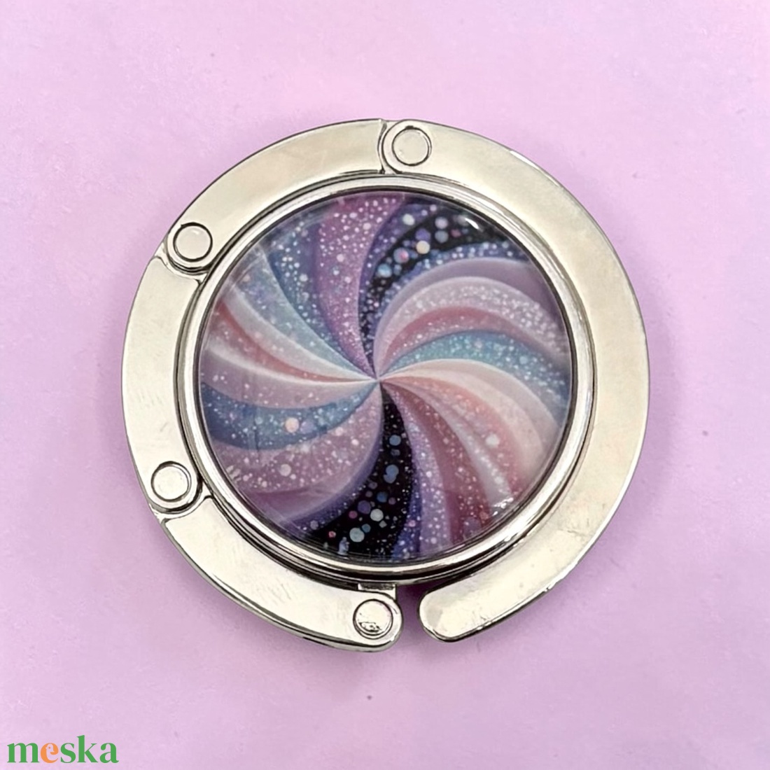 Színes spirál mintázatú Üveglencsés Táska Akasztó Táskaakasztó - táska & tok - kulcstartó & táskadísz - táskaakasztó - Meska.hu