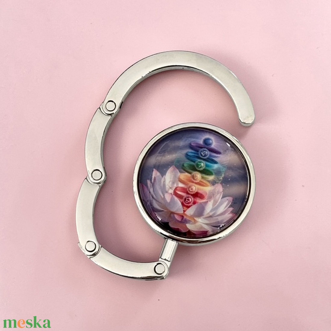 Chakra mintázatú Üveglencsés Táska Akasztó Táskaakasztó - táska & tok - kulcstartó & táskadísz - táskaakasztó - Meska.hu