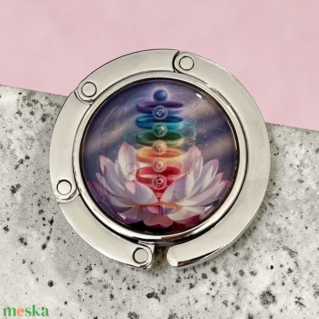 Chakra mintázatú Üveglencsés Táska Akasztó Táskaakasztó - táska & tok - kulcstartó & táskadísz - táskaakasztó - Meska.hu