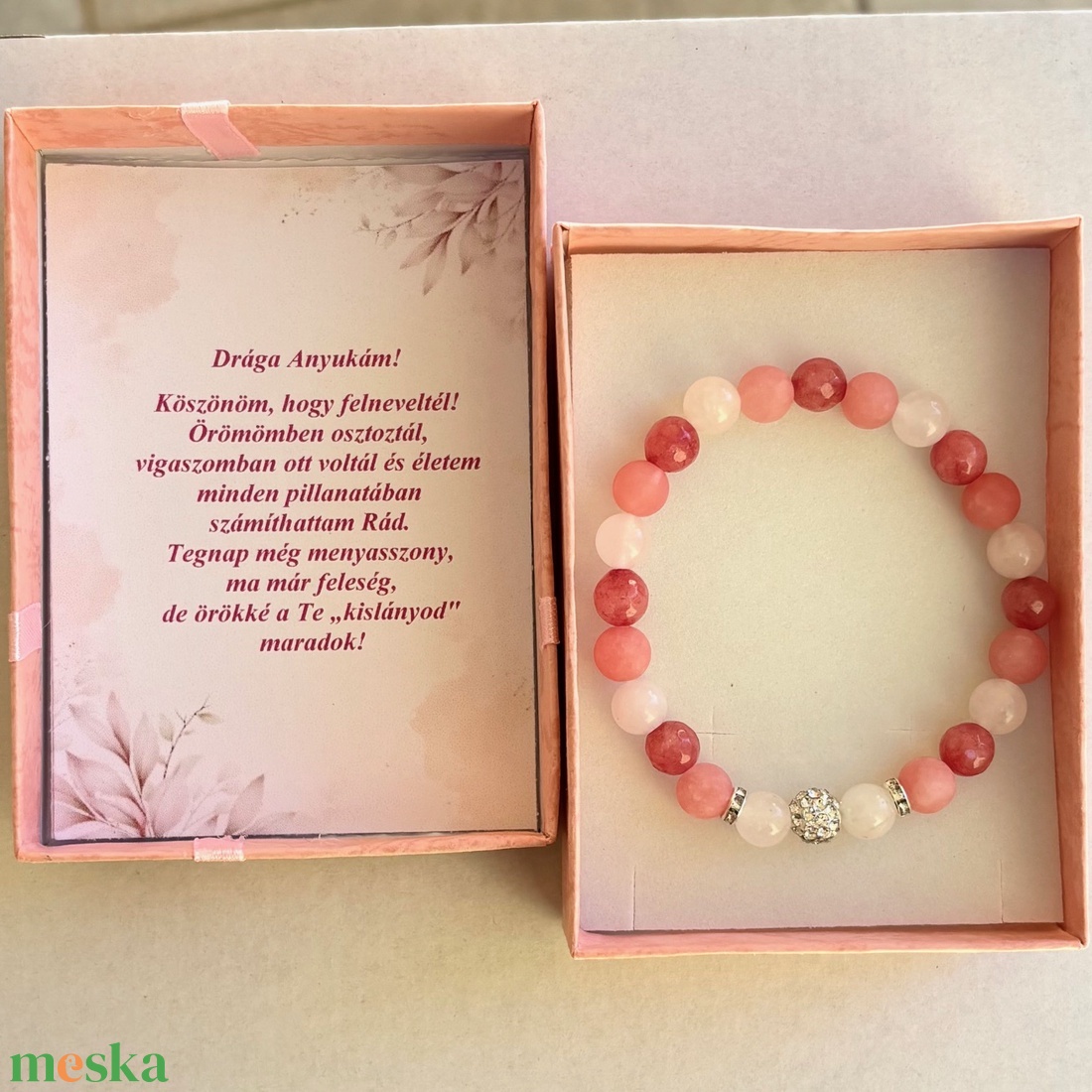 Örömanya szülőköszöntő ajándék ásvány karkötő shamballa dísszel díszdobozban kísérő szöveggel jáde - esküvő - emlék & ajándék - szülőköszöntő ajándék - Meska.hu