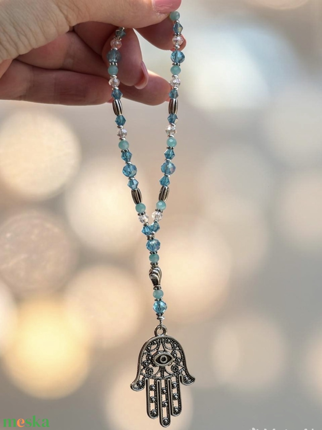 Hamsa kéz autós dísz függődísz a védelem és a stílus találkozása - otthon & életmód - autó - visszapillantó dísz - Meska.hu
