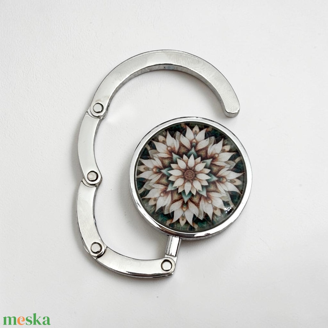 Mandala virág mintázatú Üveglencsés Táska Akasztó Táskaakasztó 070886 - táska & tok - kulcstartó & táskadísz - táskaakasztó - Meska.hu