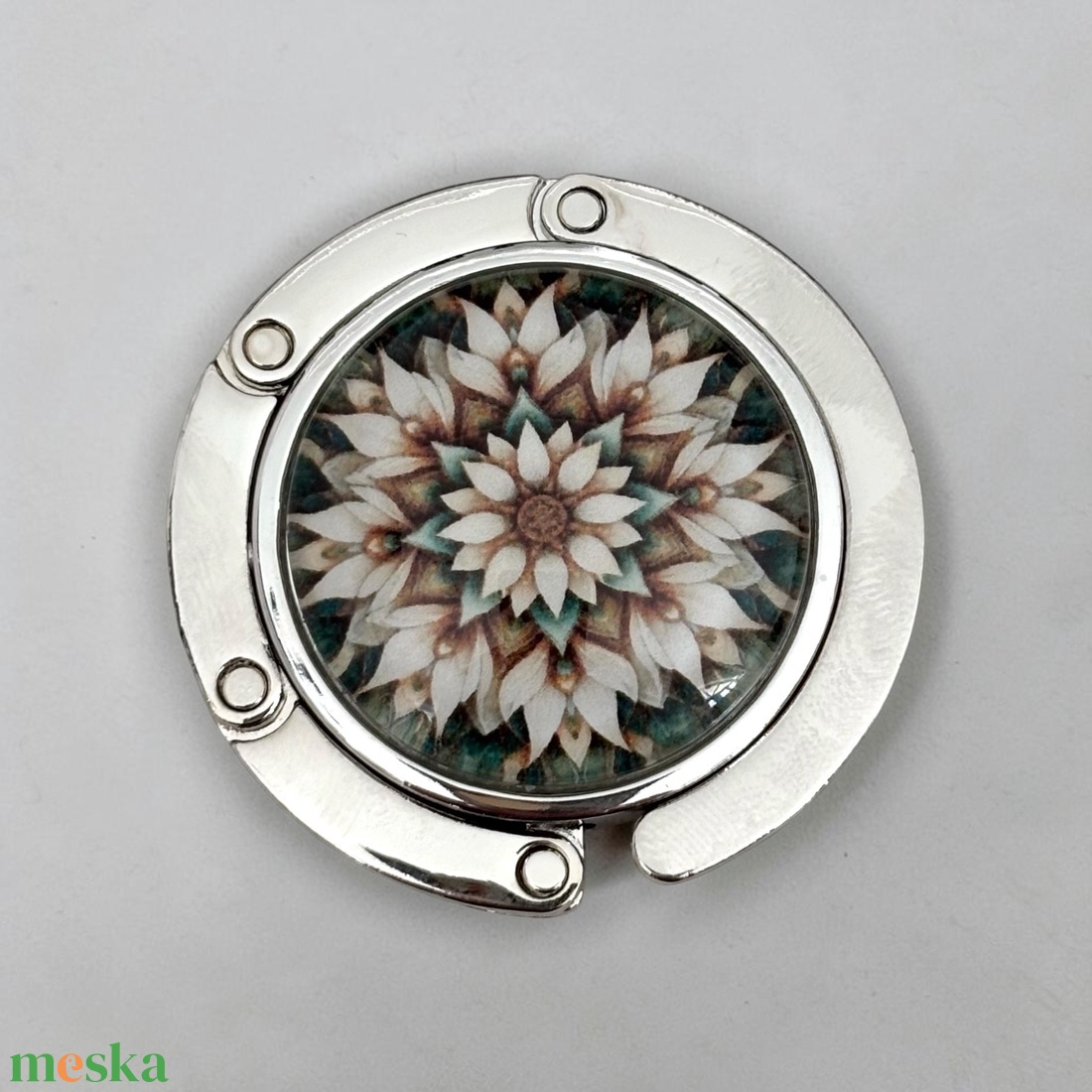 Mandala virág mintázatú Üveglencsés Táska Akasztó Táskaakasztó 070886 - táska & tok - kulcstartó & táskadísz - táskaakasztó - Meska.hu
