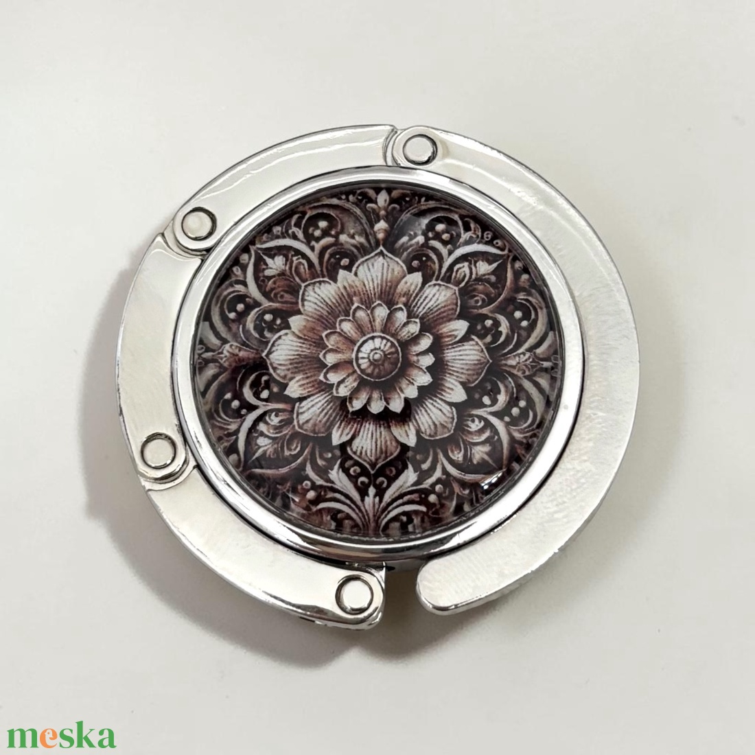 Mandala virág mintázatú Üveglencsés Táska Akasztó Táskaakasztó 070888 - táska & tok - kulcstartó & táskadísz - táskaakasztó - Meska.hu