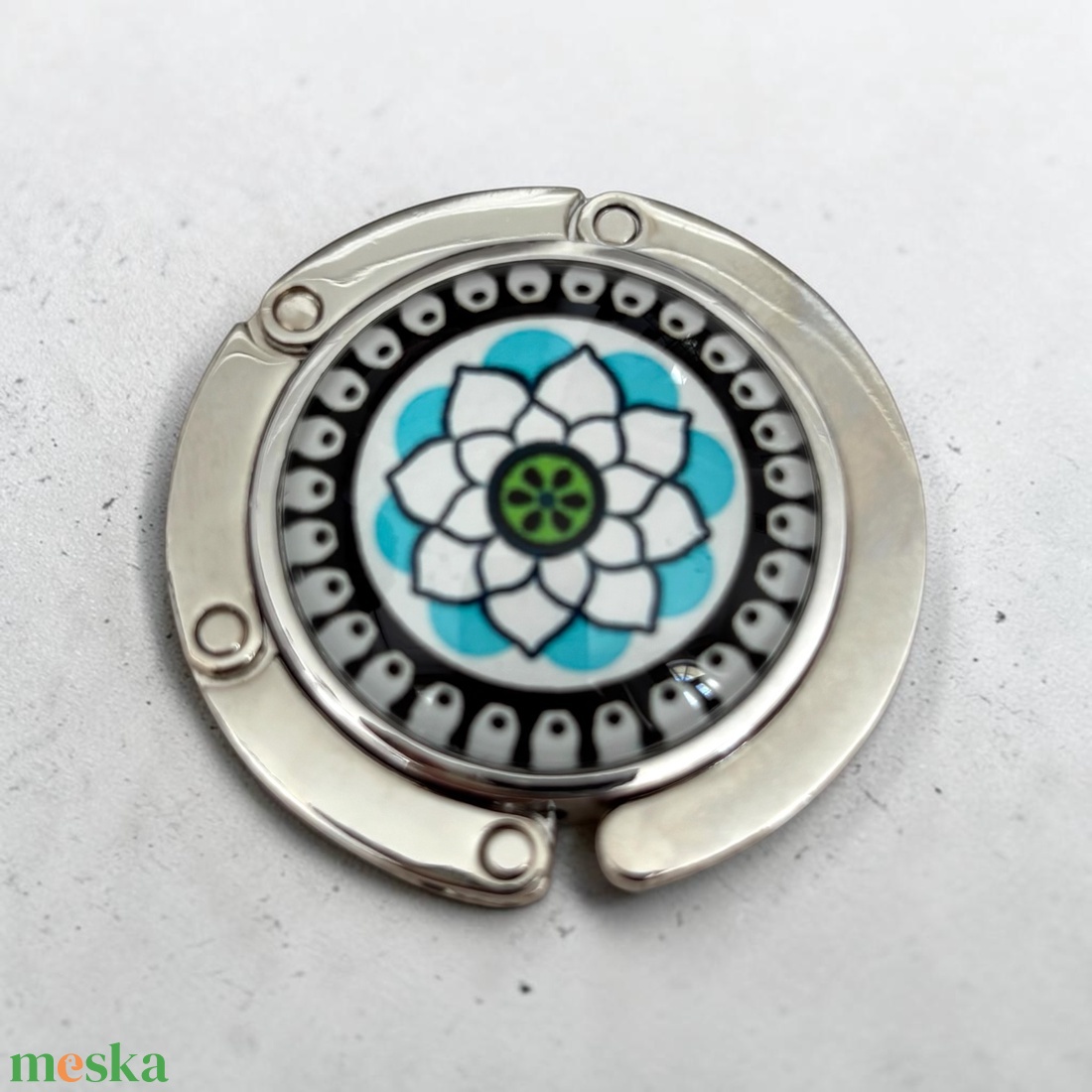 Mandala virág mintázatú Üveglencsés Táska Akasztó Táskaakasztó 07093 - táska & tok - kulcstartó & táskadísz - táskaakasztó - Meska.hu