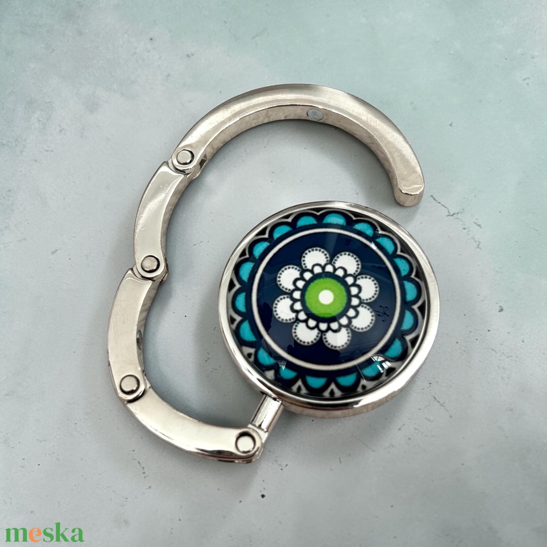 Mandala virág mintázatú Üveglencsés Táska Akasztó Táskaakasztó 07094 - táska & tok - kulcstartó & táskadísz - táskaakasztó - Meska.hu