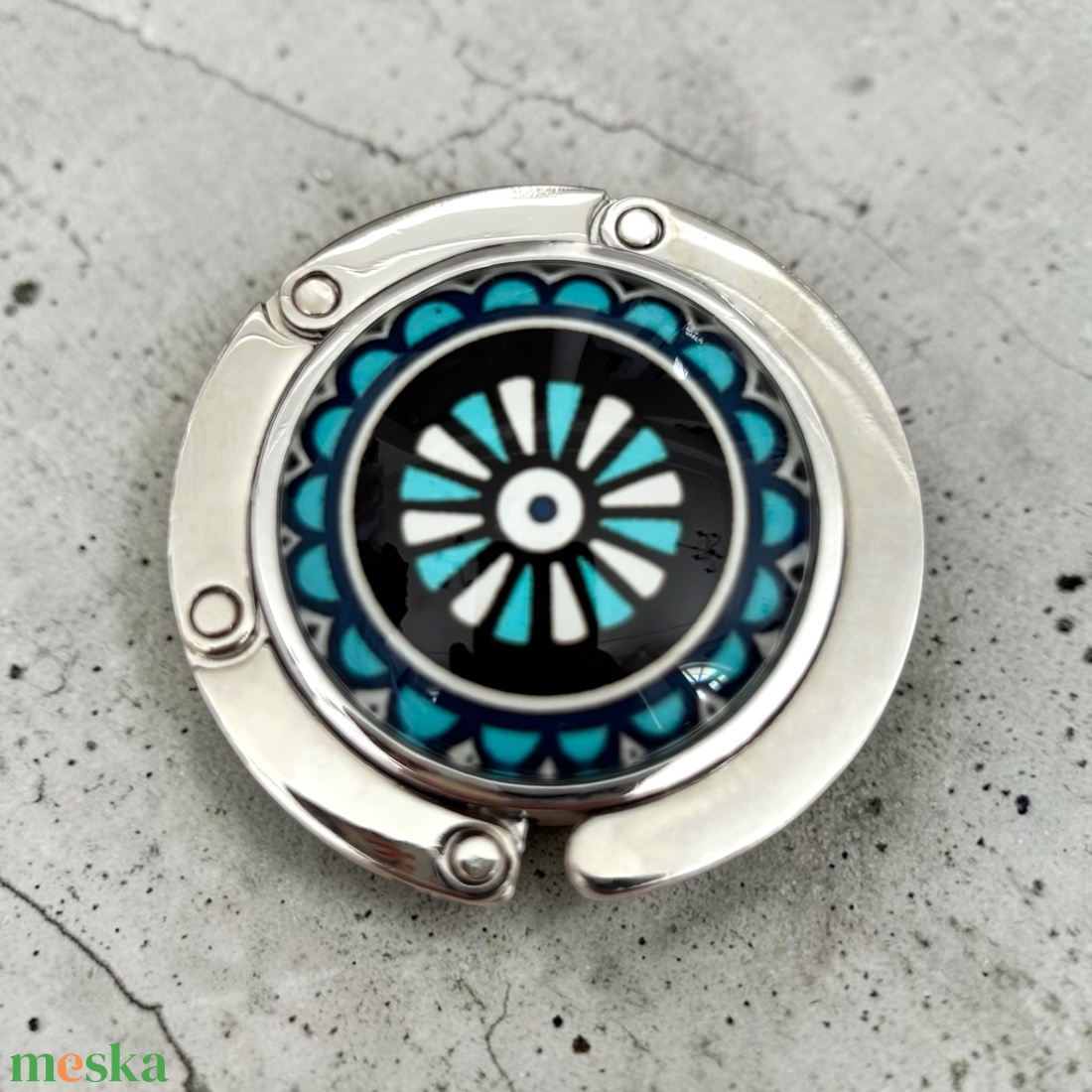 Mandala virág mintázatú Üveglencsés Táska Akasztó Táskaakasztó 07095 - táska & tok - kulcstartó & táskadísz - táskaakasztó - Meska.hu