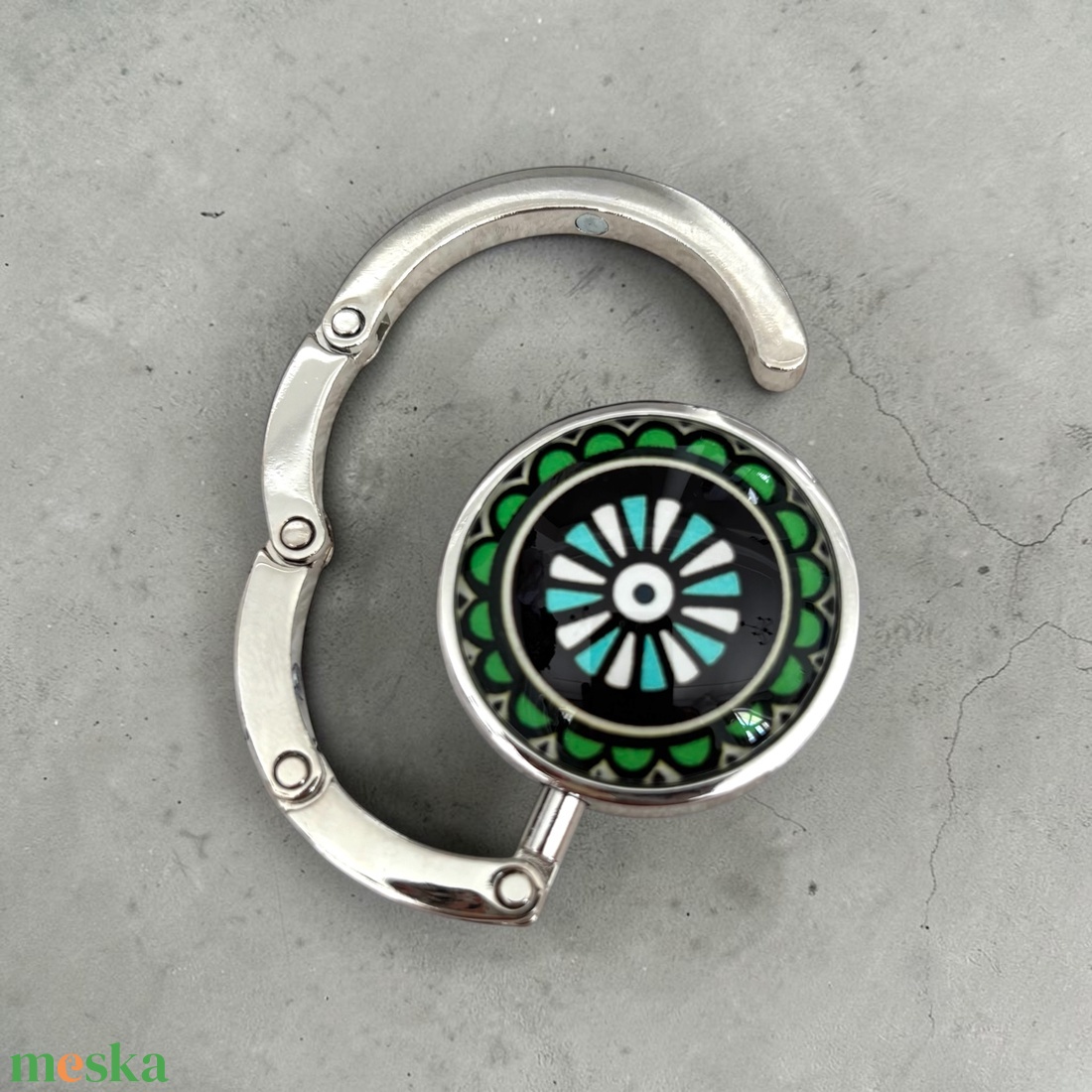 Mandala virág mintázatú Üveglencsés Táska Akasztó Táskaakasztó 07098 - táska & tok - kulcstartó & táskadísz - táskaakasztó - Meska.hu