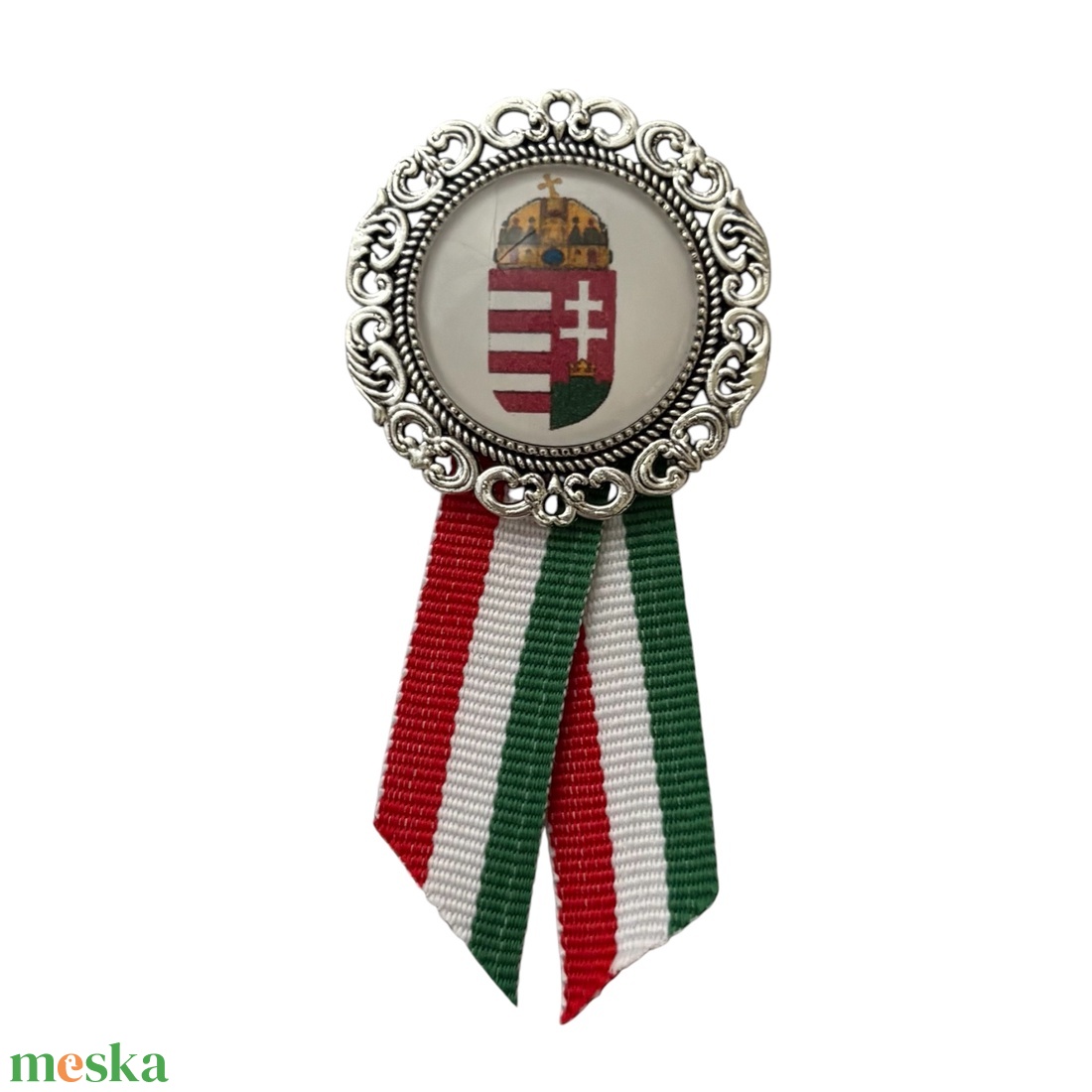 Üveglencsés kokárda március 15 magyar címerrel ezüst 5838253 - ékszer - kitűző és bross - Meska.hu