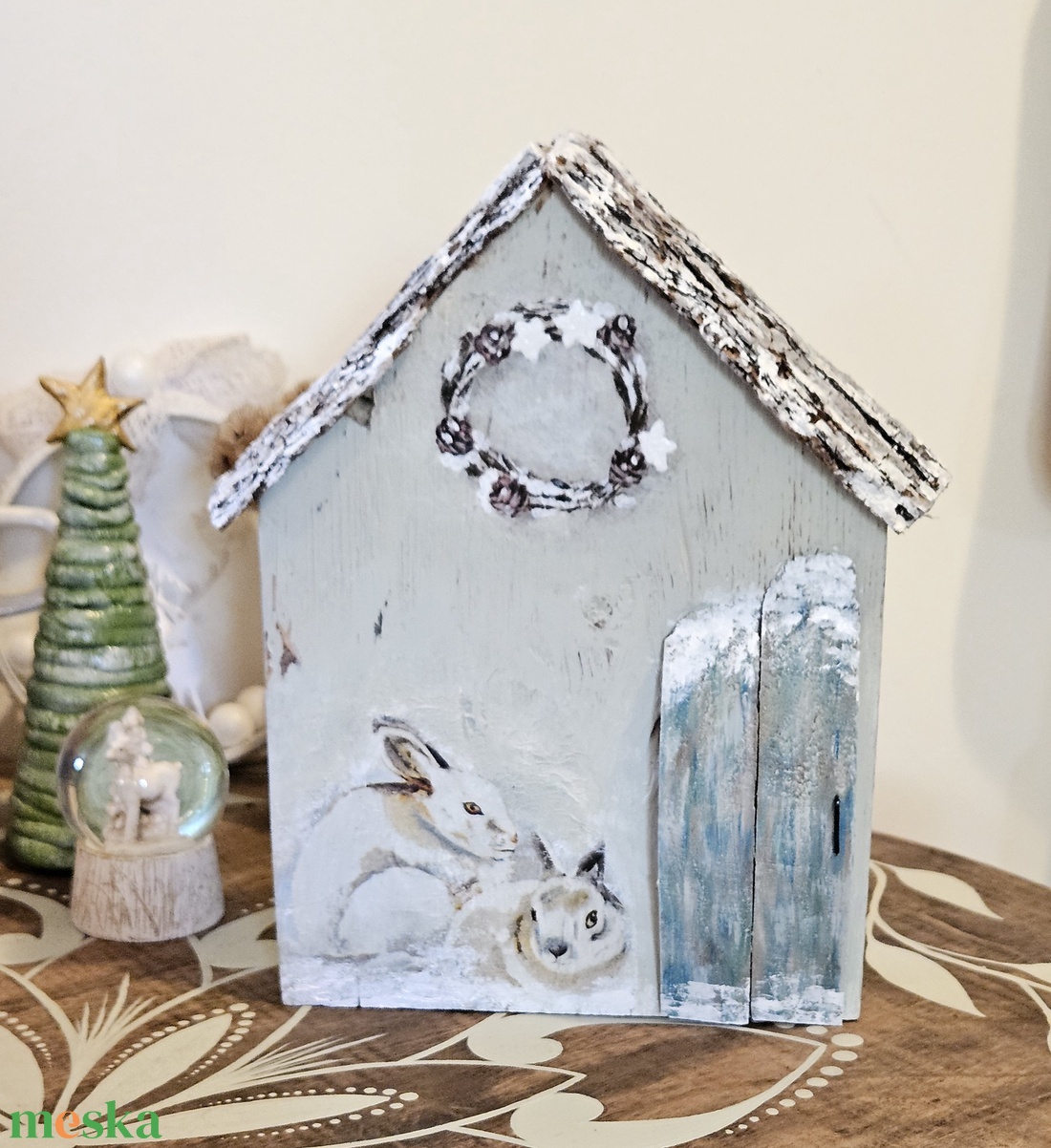 Házikó dekor fából - karácsony - karácsonyi lakásdekoráció - karácsonyi falu, házikó - Meska.hu