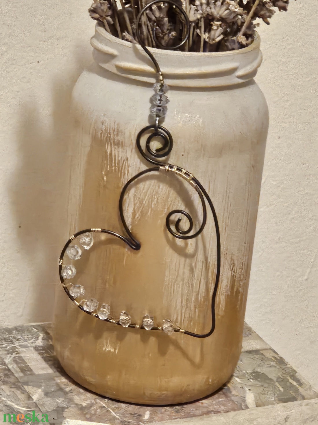 Szív gyönggyel - otthon & életmód - dekoráció - fali és függő dekoráció - függődísz - Meska.hu